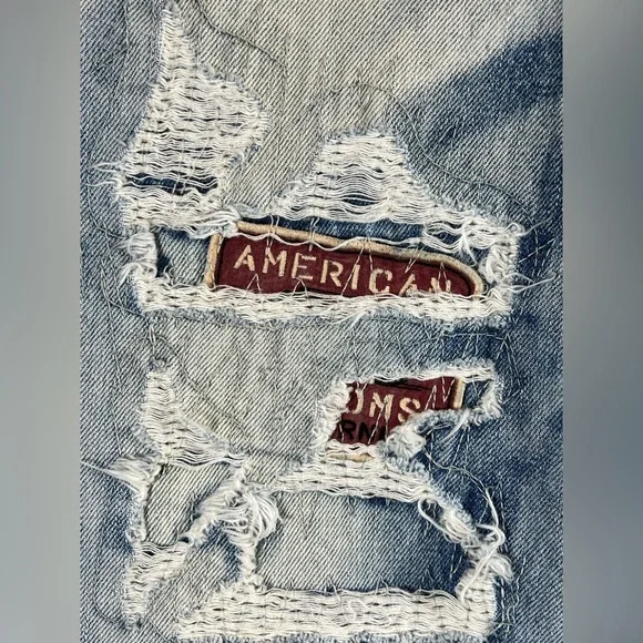 INSANE Y2K Affliction Black Premium BLAKE 34 Long Patch Distressed Jeans AC/DC - Picture 5 of 16